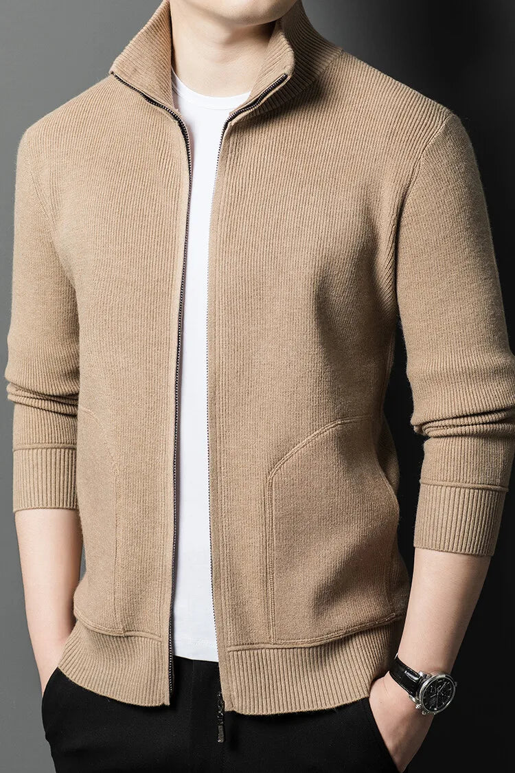 Solid Color Long-sleeved Stretch Cardigan for Men,