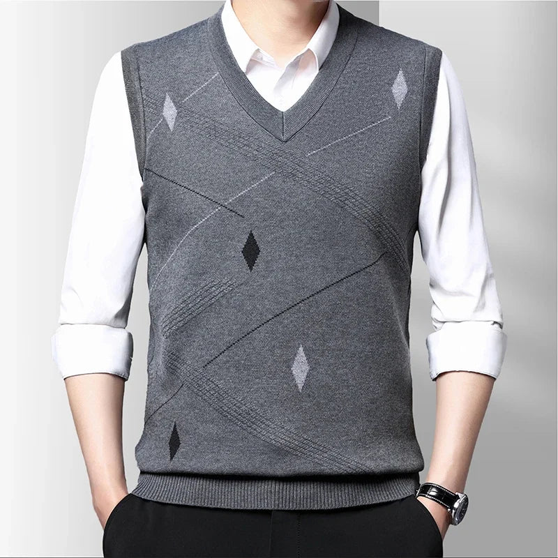 Men's Thickened Casual Sweater Tank Top Autumn and Winter Warm Men's Vest.