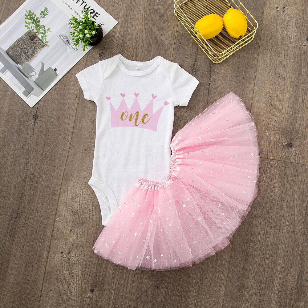 My 1st Birthday Baby Girl Birthday Cake Smash Outfit Toddler Girl First Birthday Romper Tutu Skirt One Year Old Gifts
