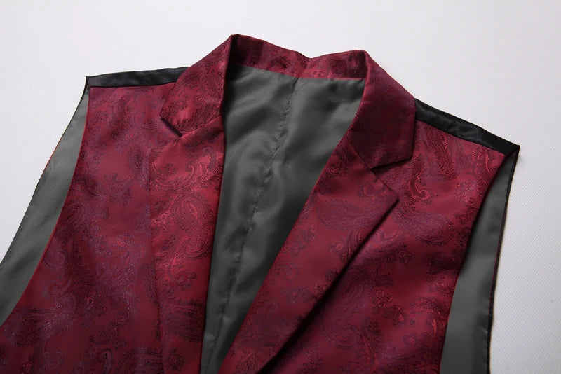 New High-end Suit Collar Jacquard White Vest for Men,