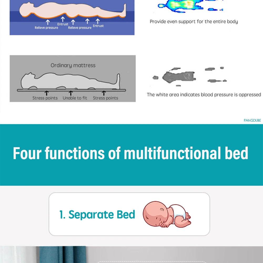 PANGDUBE Multifunctional Baby Crib 120*60cm Baby Bed,