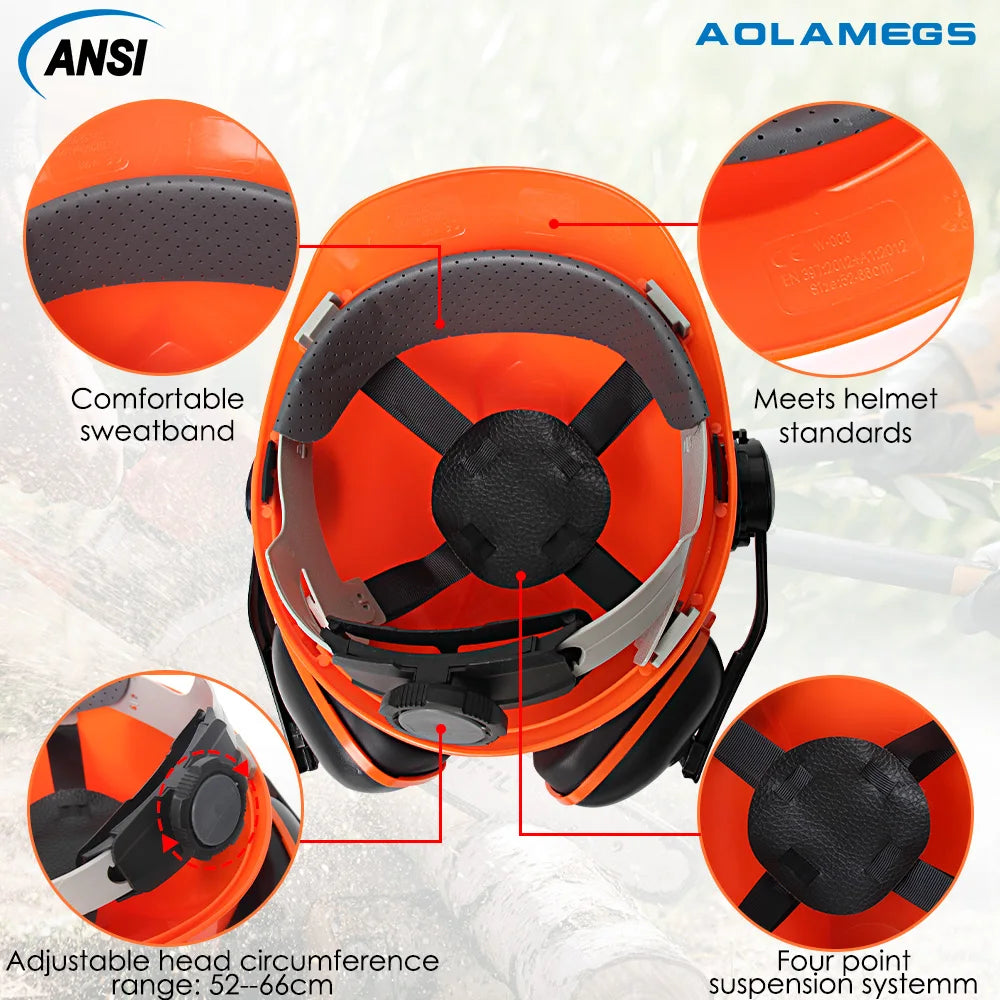 Forestry Safety Helmet Set Multifunction Protective Hard Hat Full Face.