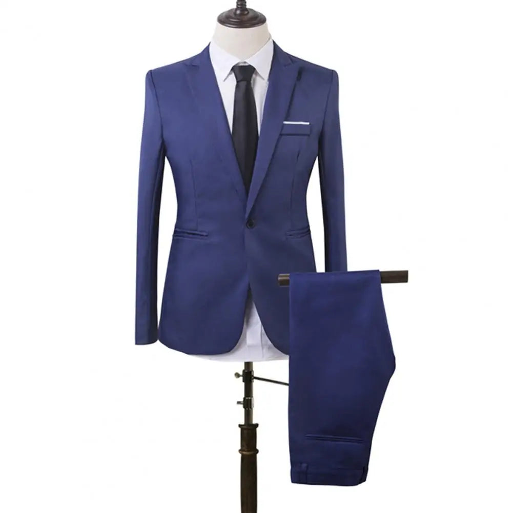 One Button Suit Soft Well-knit Handsome Slim Fit Business.