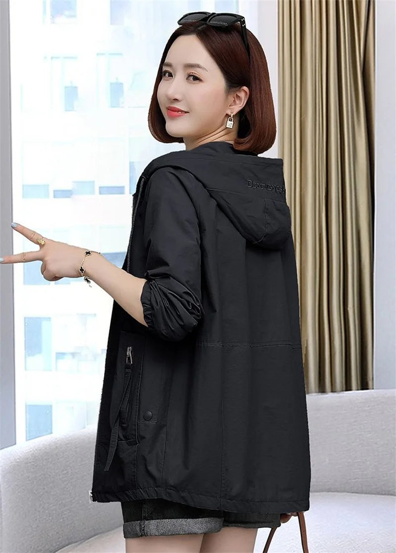 NEW Autumn Women's Jacket Windbreaker Female Hooded.