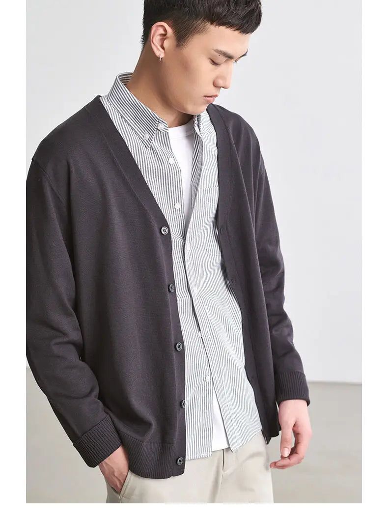 Men's Clothing Autumn Winter Long Sleeve Tops T-Shirts V-neck.