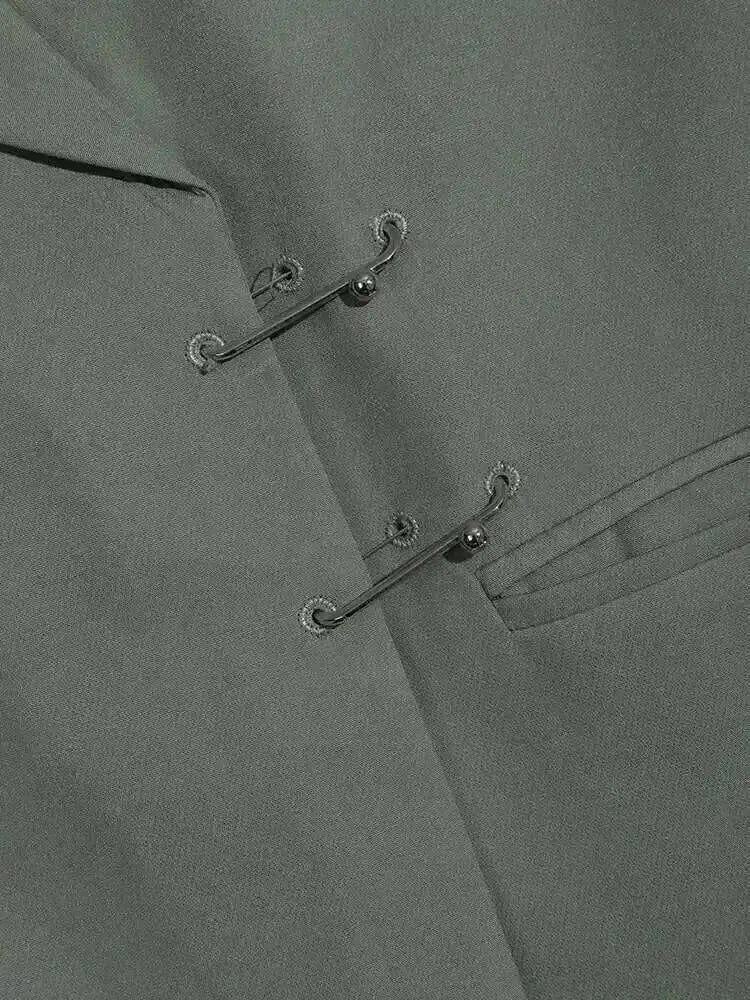 EAM Green Brief Blazer Women Big Size Casual .