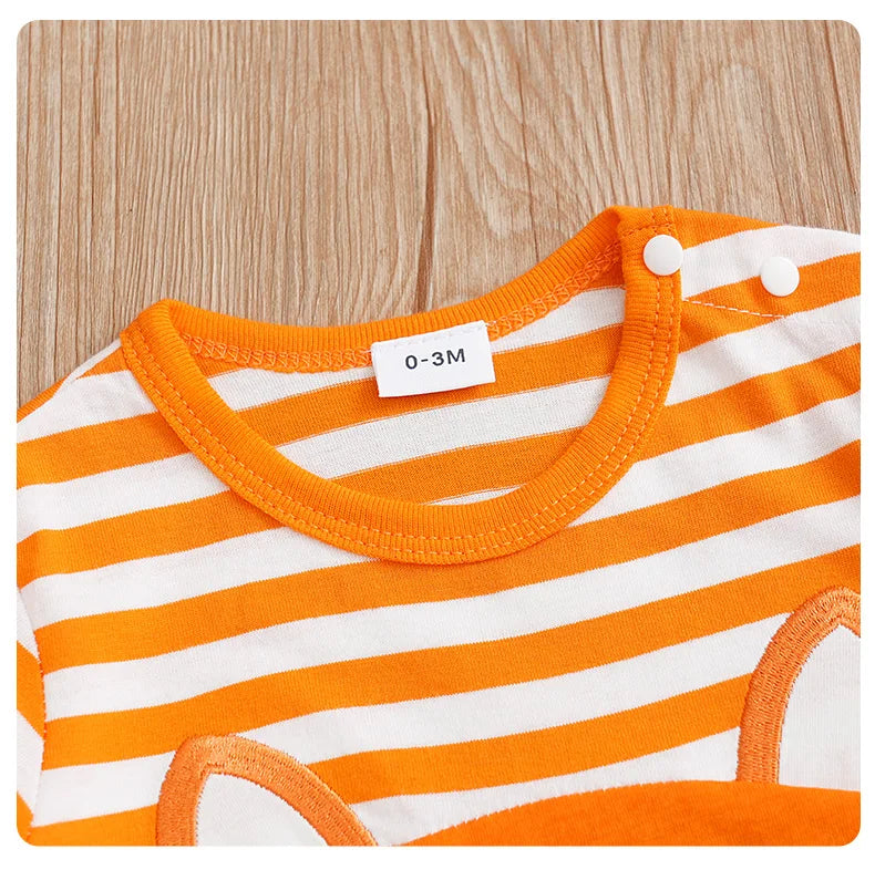 Boys And Girls Cute Cartoon Fox Printed Long Sleeve Baby Bodysuit.