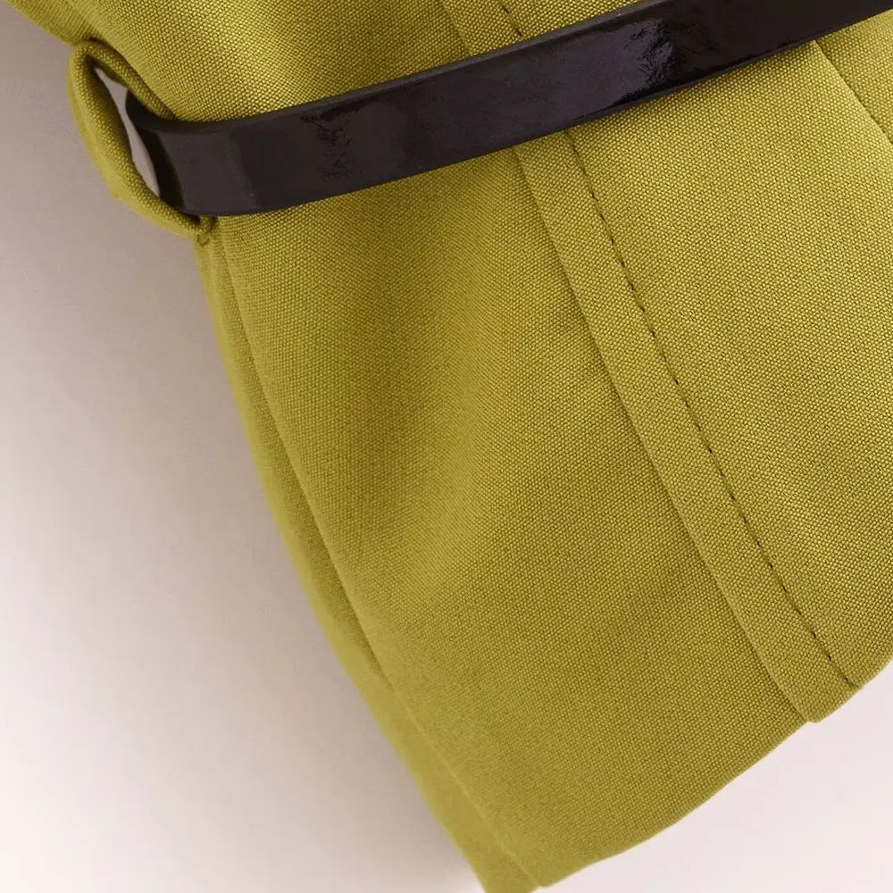 TRZA-Women's Fitted Blazer Coat with Belt, V Neck,.