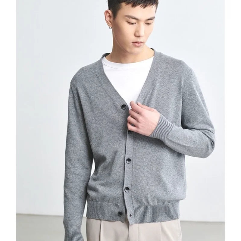 Men's Clothing Autumn Winter Long Sleeve Tops T-Shirts V-neck.