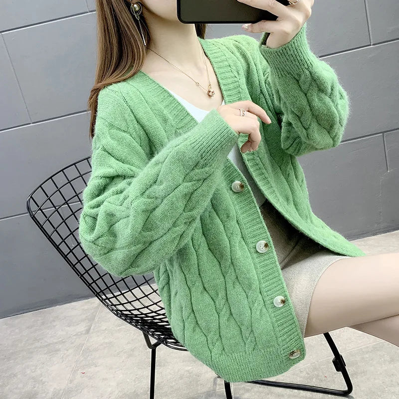 Women's Knitted Cardigan Sweater Loose Fashion .