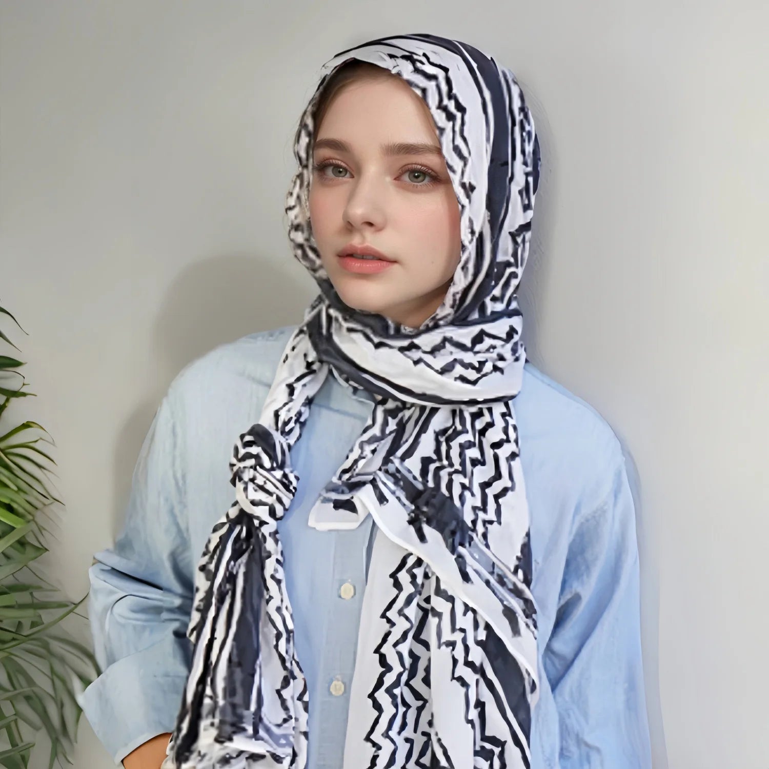 Women Scarves Bohemian Watercolor Muslim Hijab Floral Printed .