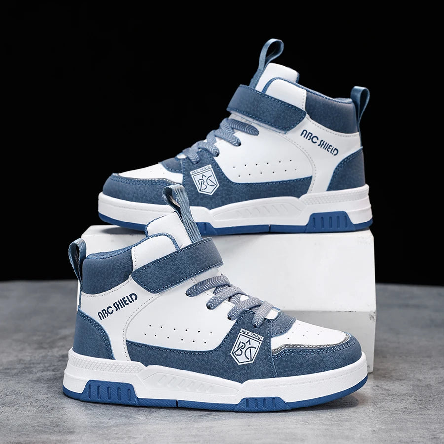 Kids Board Casual Shoes High Top Boys Girls Sneakers Leather Waterproof .