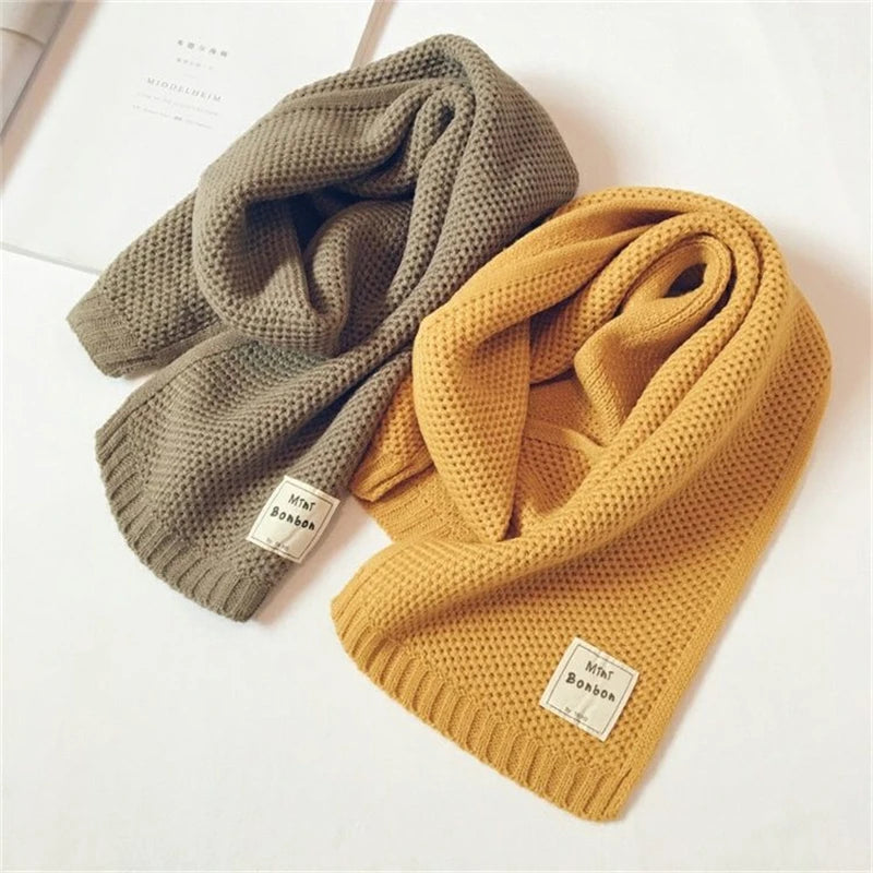Kids Scarf Autumn Winter Korean Fashion Children's Knitting Baby Bib Wool Knitting Winter Versatile Female Warm Girl Boy