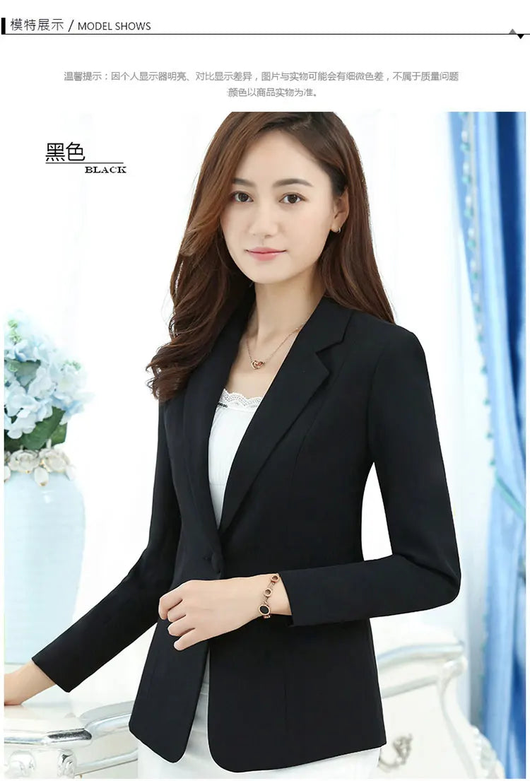 Women Blazer Office Lady Elegant Slim Notched Women Blazers .