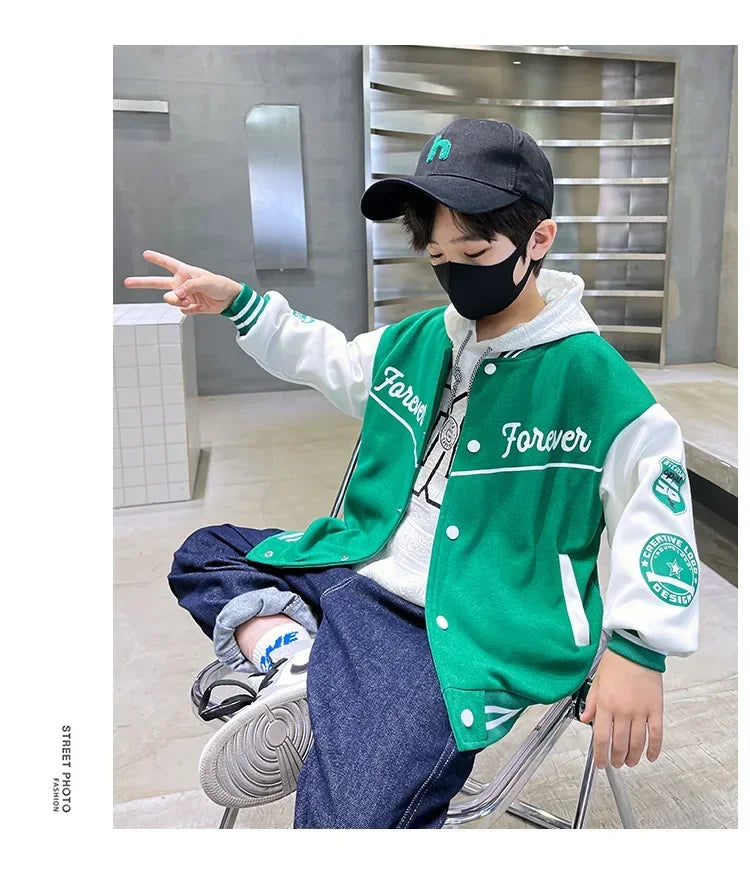 Fashion Spring Autumn Long Sleeve Outwear Teenager Kids.