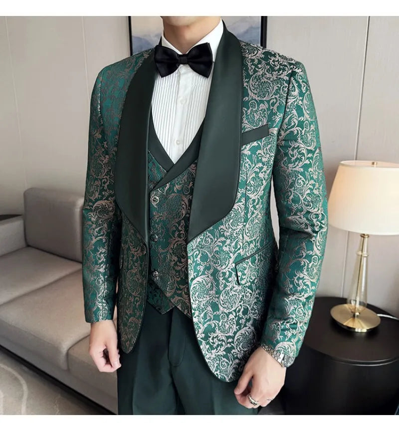 Spring  Men's British Style Business Casual Three-Piece Suit .