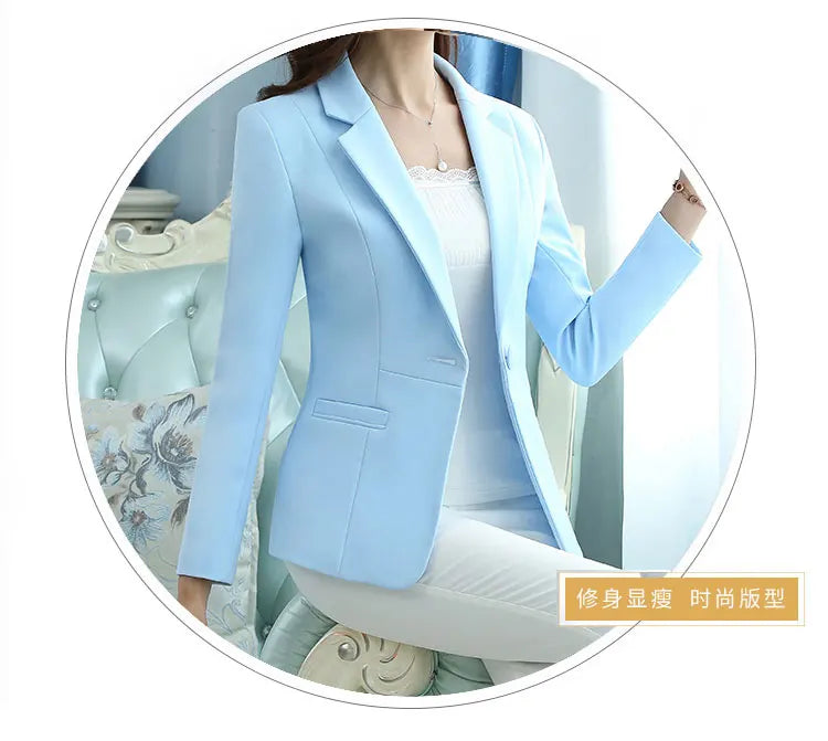 Women Blazer Office Lady Elegant Slim Notched Women Blazers .