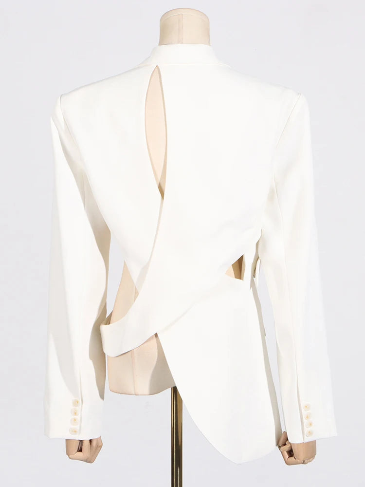 VGH Solid Hollow Out Casual Irregular Blazers For Women .