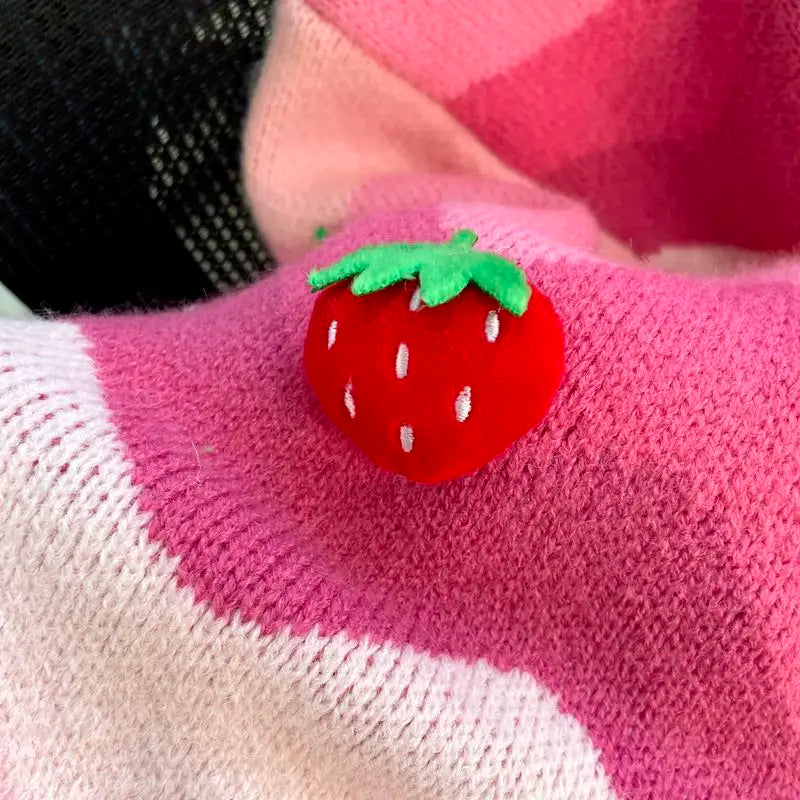 Gagarich Pink Strawberry Bear Hooded Sweater Jacket Women.