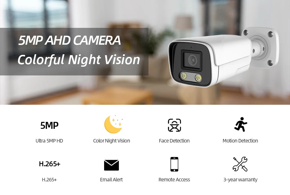 Face Fetection Security Camera BNC 5MP Outdoor CCTV .