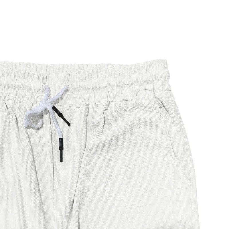 Casual Mens Corduroy Suits Short Sleeve Zipper Polo Shirts And Pants Mens Two Piece Sets Streetwear 2024 Summer Fashion Outfits