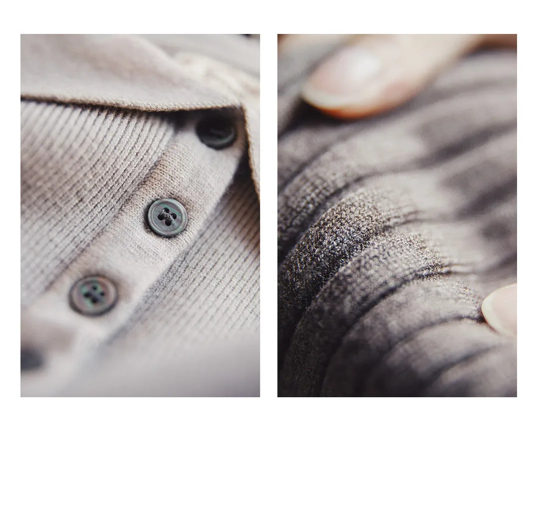 Maden Casual Spliced Knitted Sweater Button Slim Fit Bottoming Versatile Sweater .