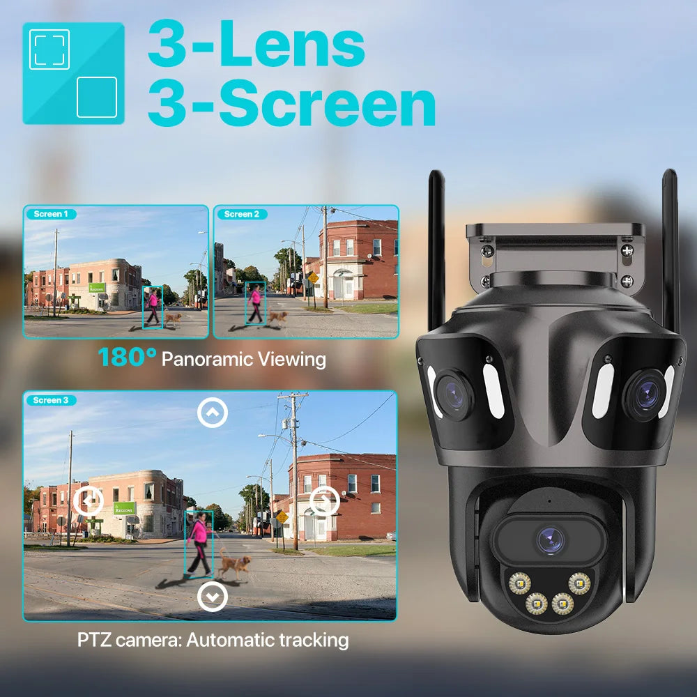 6K HD Outdoor IP Camera WiFi Three Lens
