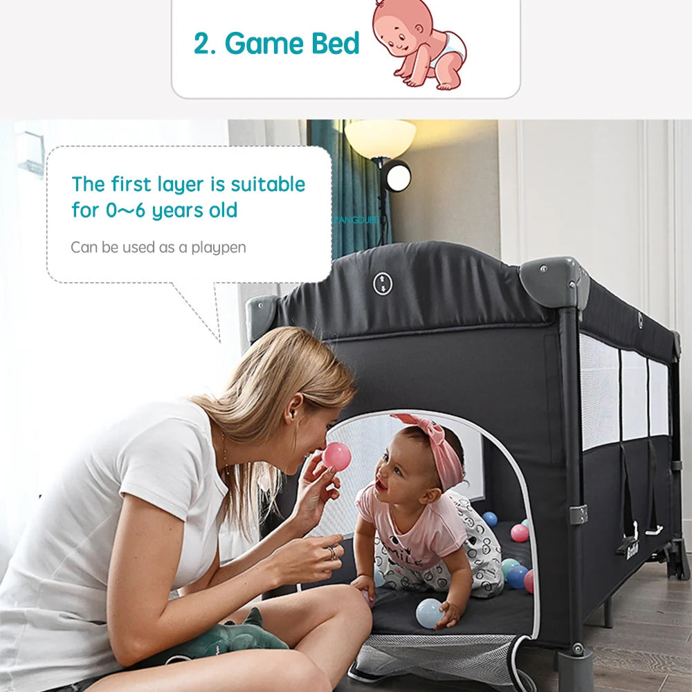 PANGDUBE Multifunctional Baby Crib 120*60cm Baby Bed,