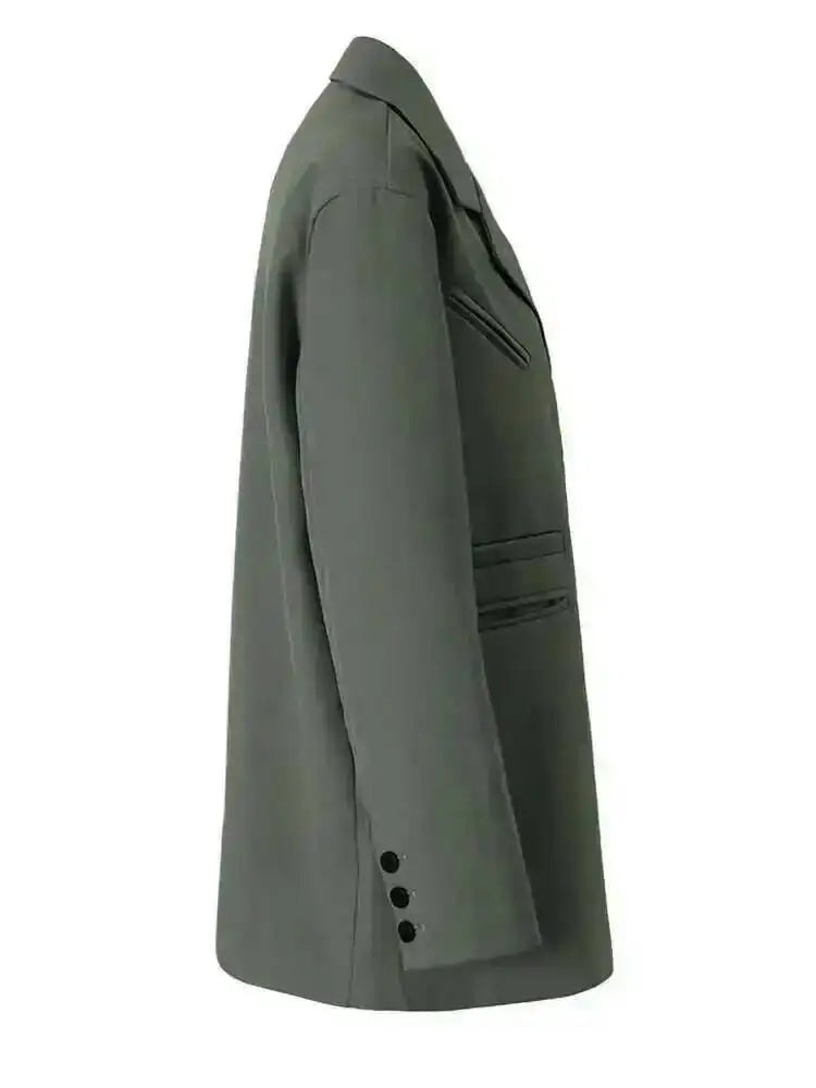 EAM Green Brief Blazer Women Big Size Casual .