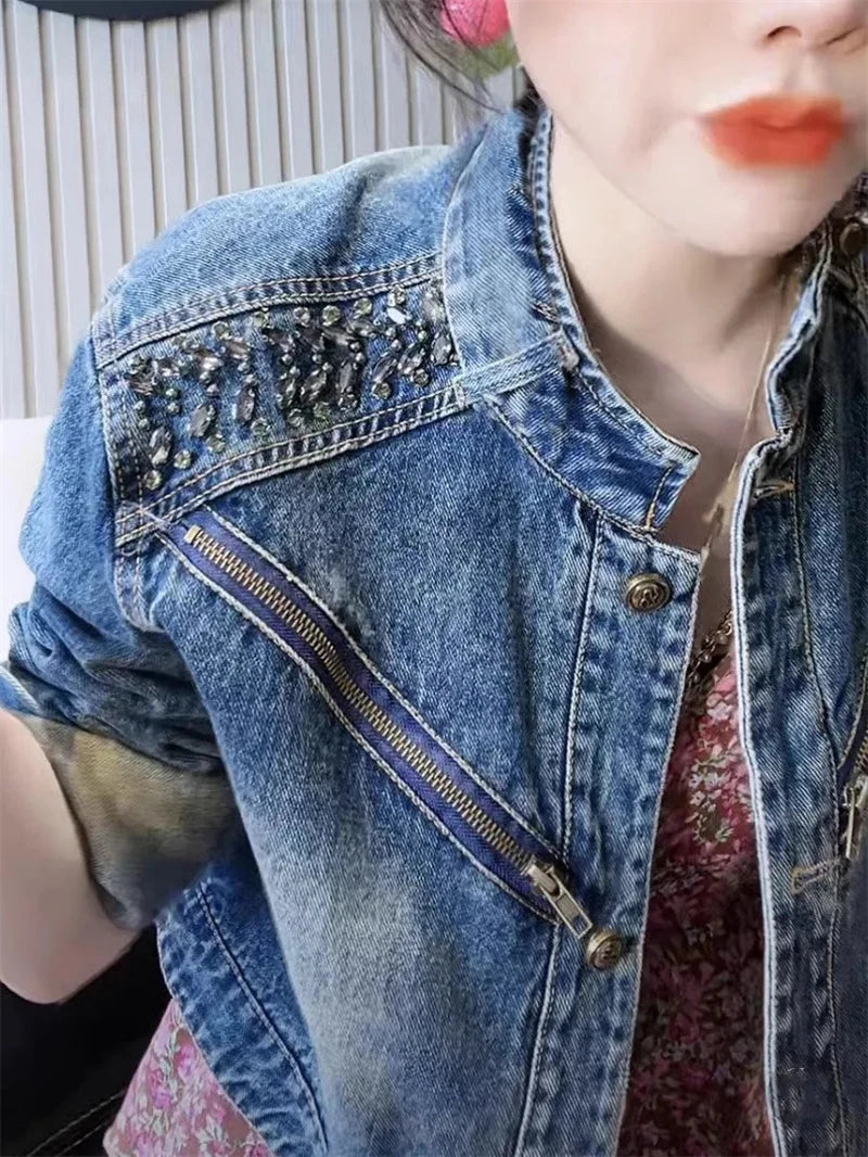 Women's Denim Jacket New Advanced Sense Unique Ladies.