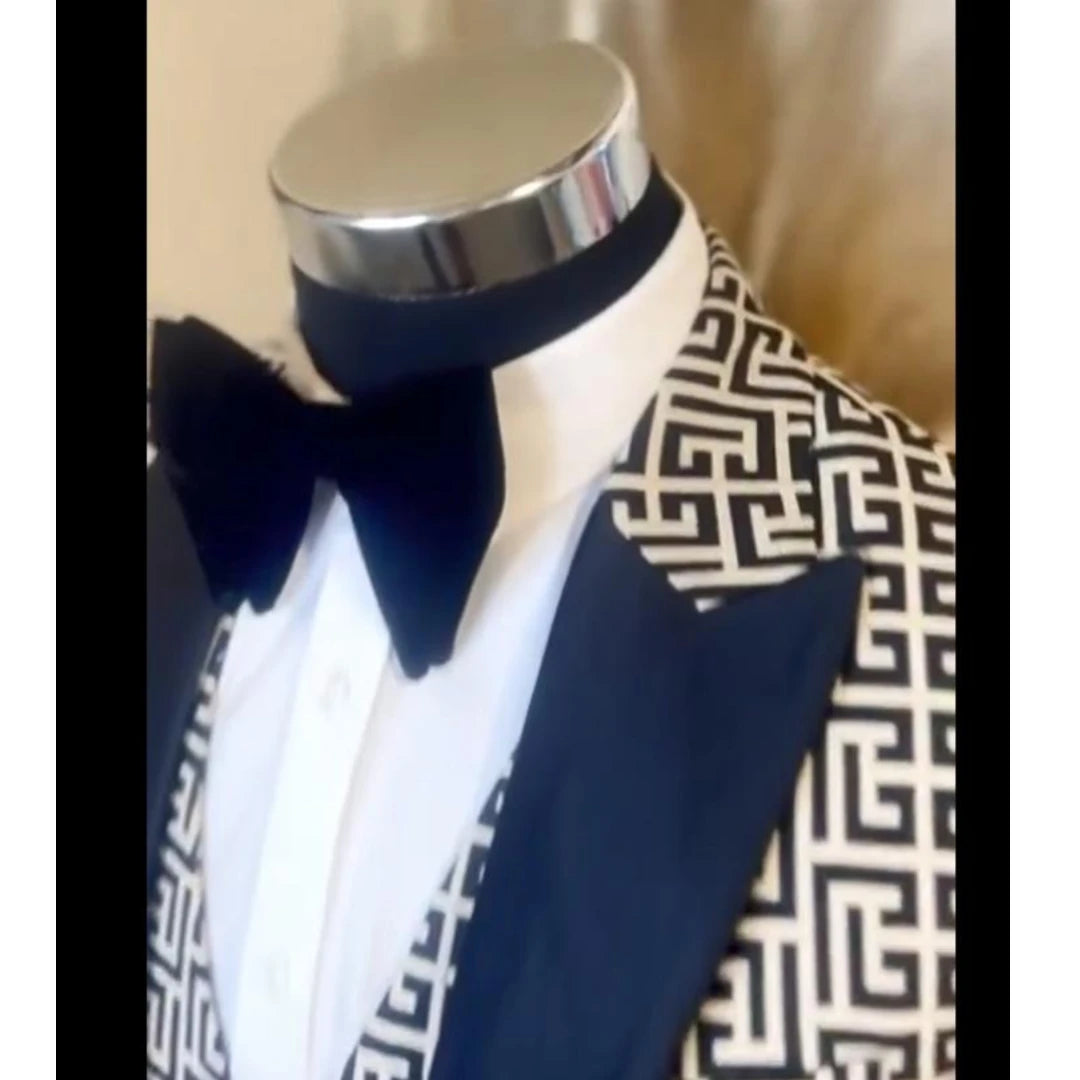 Plaid Men Suits for Gentleman Fashion Prom Party 3 Pcs Groom.