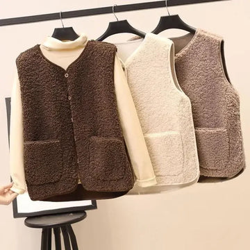 Vests New Spring Autumn Women Button Waistcoat Lamb Hairs .