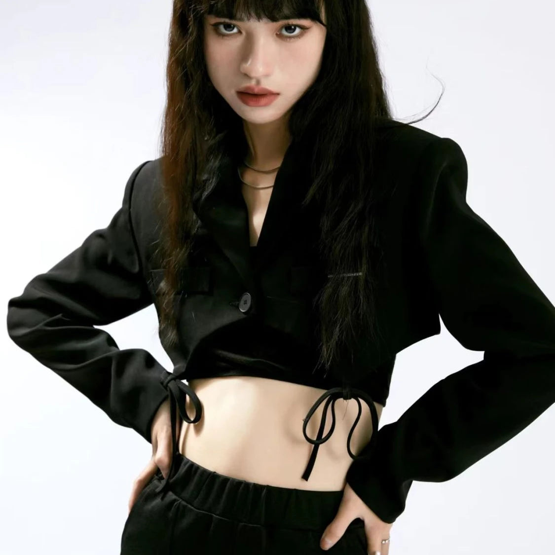 Cropped Bows Blazers for Women Y2k Clothes Harajuku Sexy High Street Coats