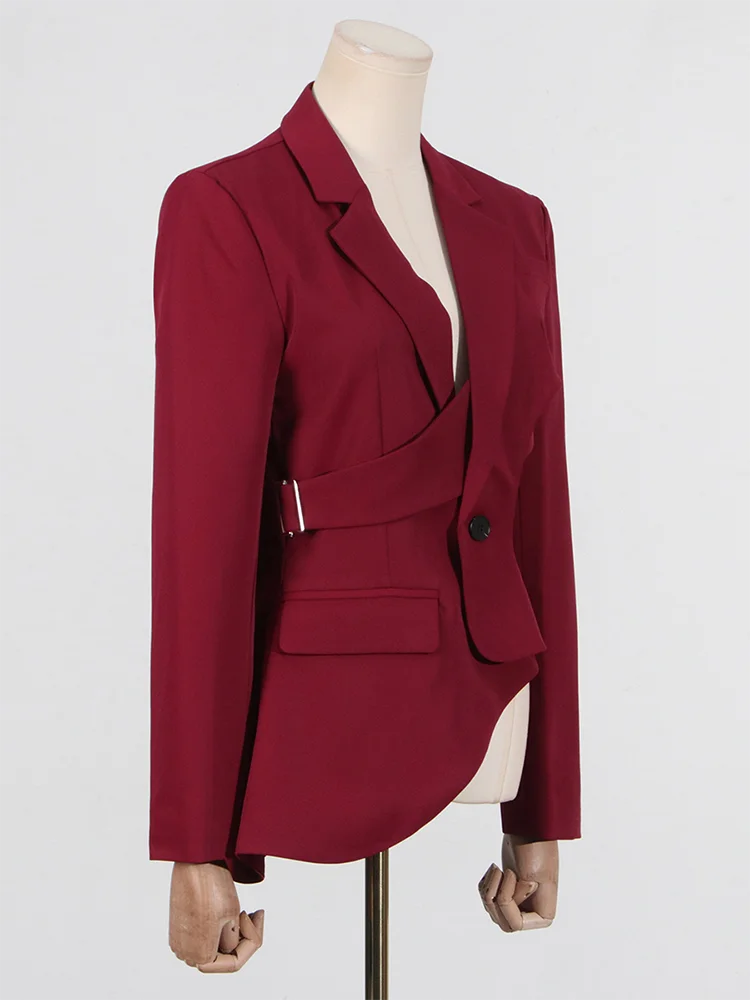 VGH Solid Hollow Out Casual Irregular Blazers For Women .