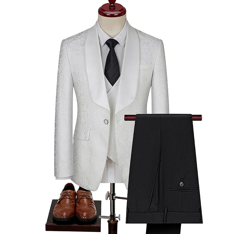 Spring  Men's British Style Business Casual Three-Piece Suit .