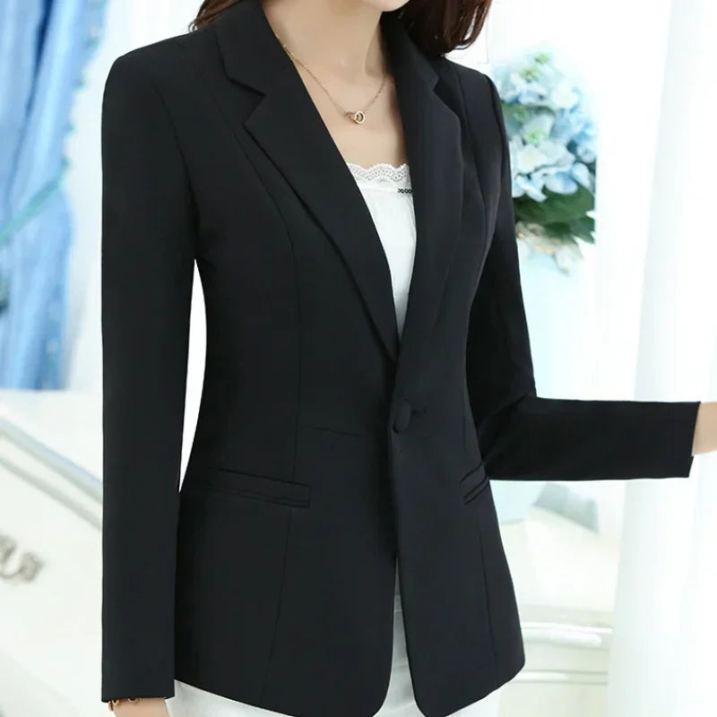 Women Blazer Office Lady Elegant Slim Notched Women Blazers .