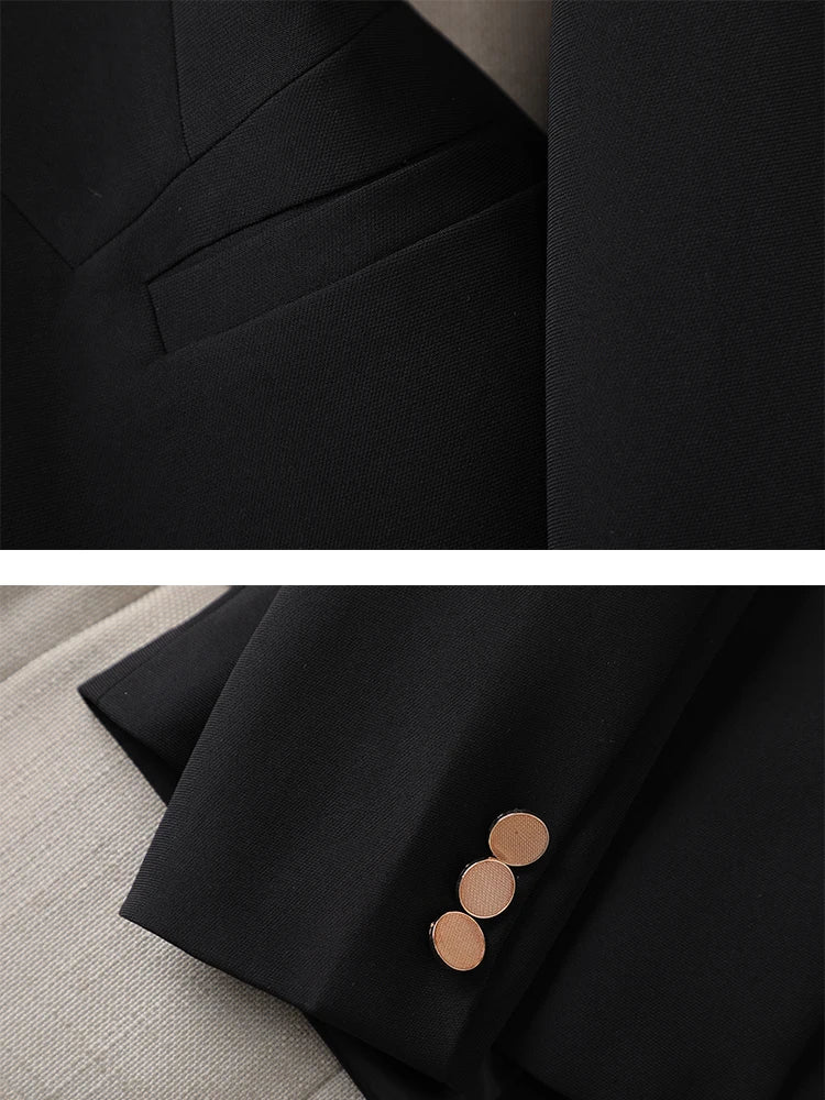 Office Ladies Formal Blazer Women Beige Coffee Black Female Work .
