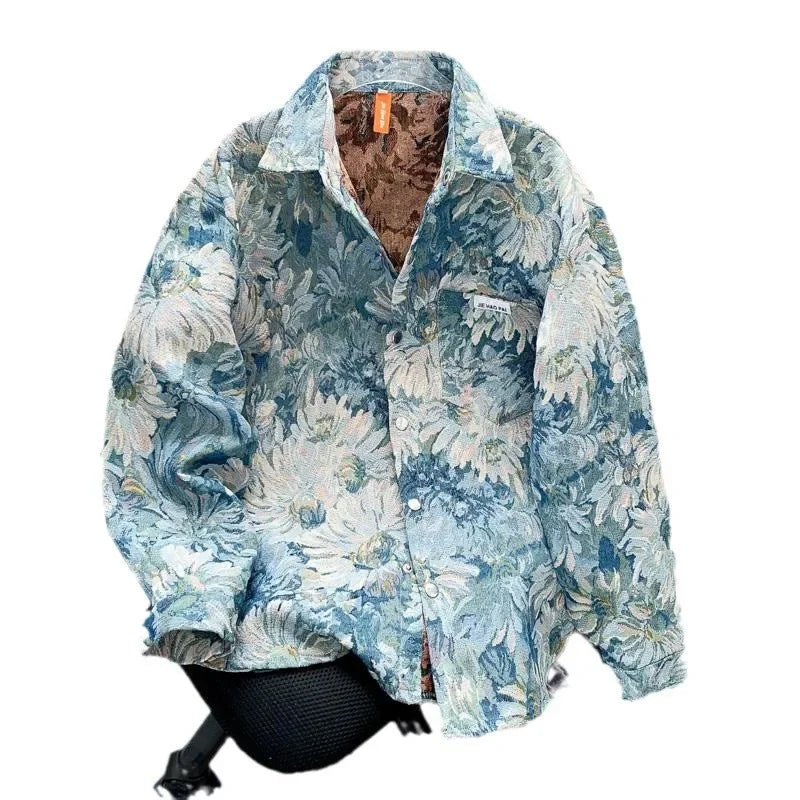 American Style Jacquard Printing Oil Painting Casual Jacket For Men.