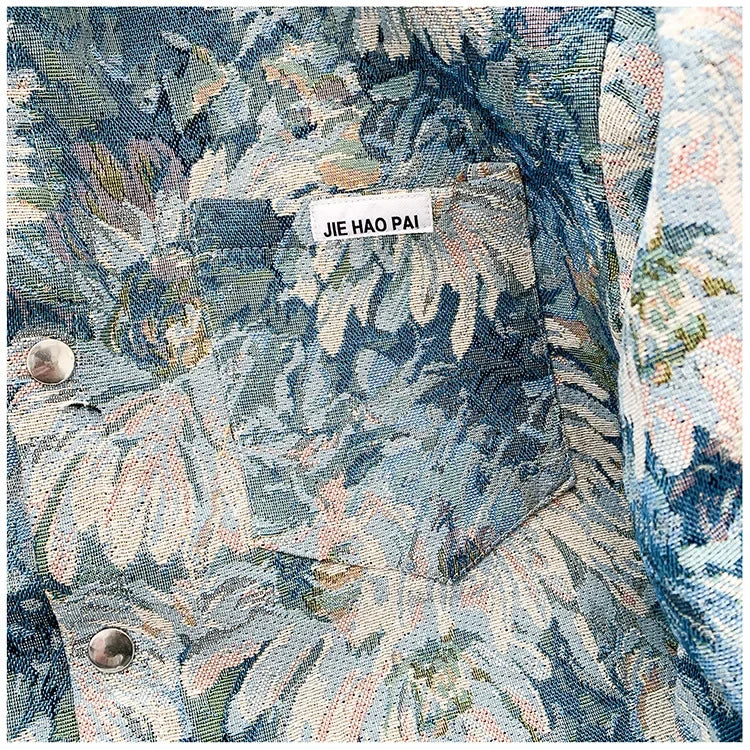 American Style Jacquard Printing Oil Painting Casual Jacket For Men.