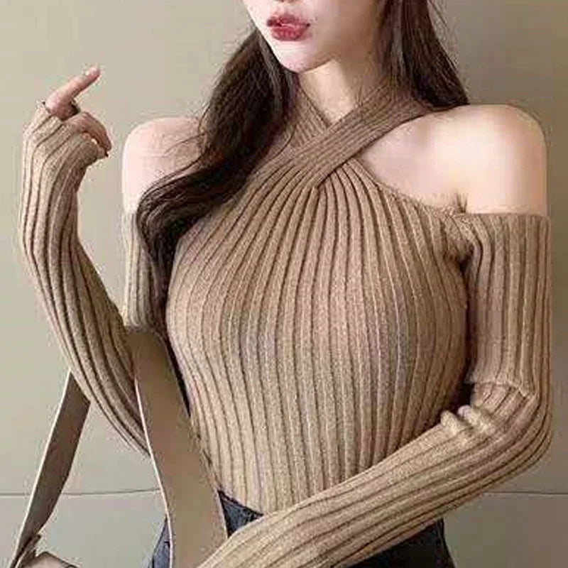 Long Sleeve Pullover Sweater Autumn Casual Slim Fit.