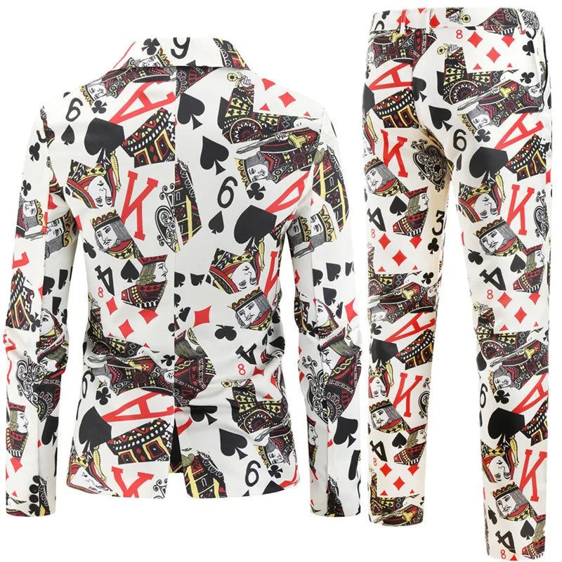 Two Piece,Poker Pattern Printed Decorative Jacket.
