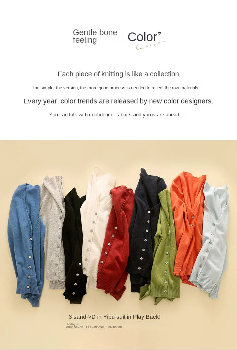 New V-Neck Temperament Small Fragrant Wind Women Loose Sweater .