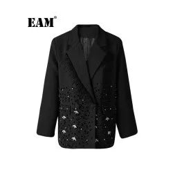 EAM Green Brief Blazer Women Big Size Casual .