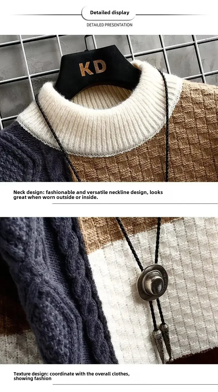 2023 Men's Autumn Winter Japanese Style Thickened Knitted Sweater Trendy Korean Version Casual Scene Other Material Pullovers