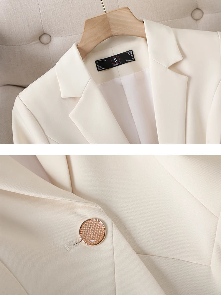 Office Ladies Formal Blazer Women Beige Coffee Black Female Work .