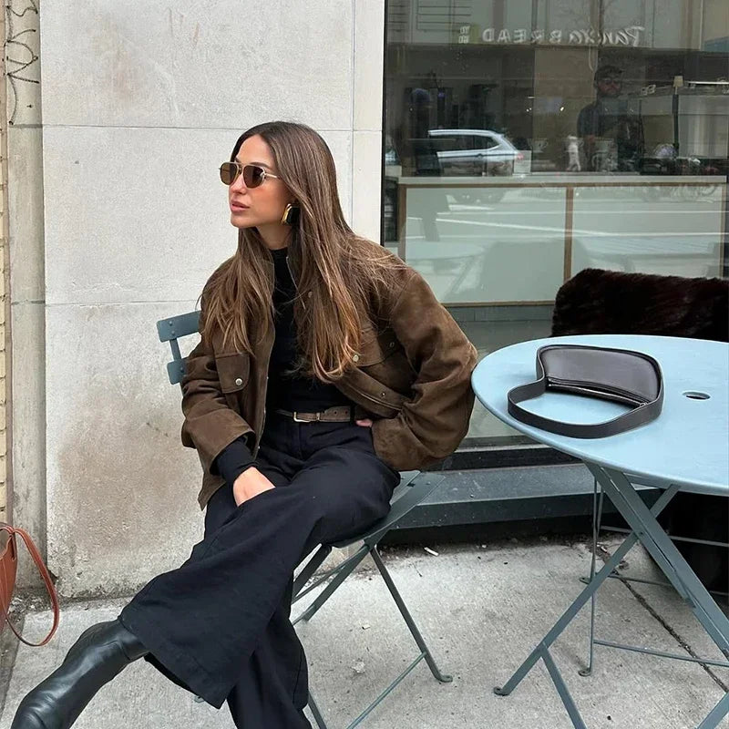 Street Suede Women's Jackets Vintage Brown.
