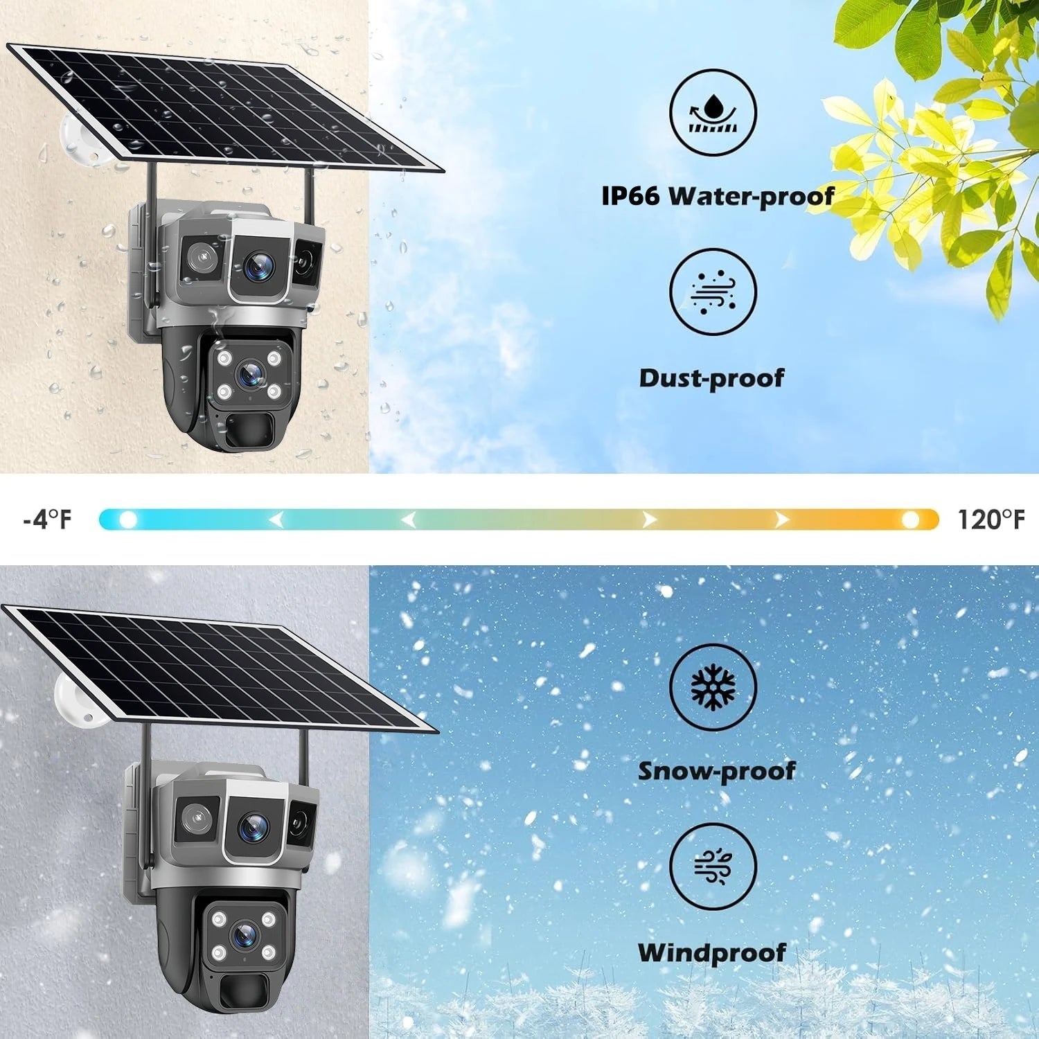 V380pro 12MP 6K WIFI Camera Solar PIR Human Detection Night Vision.