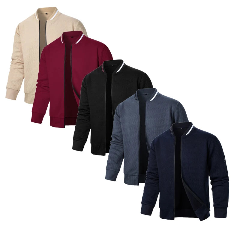 Fashion Autumn Jackets for Men Solid Color Casual Baseball Mens Jacket .
