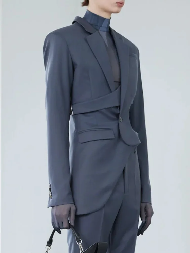 VGH Solid Hollow Out Casual Irregular Blazers For Women .