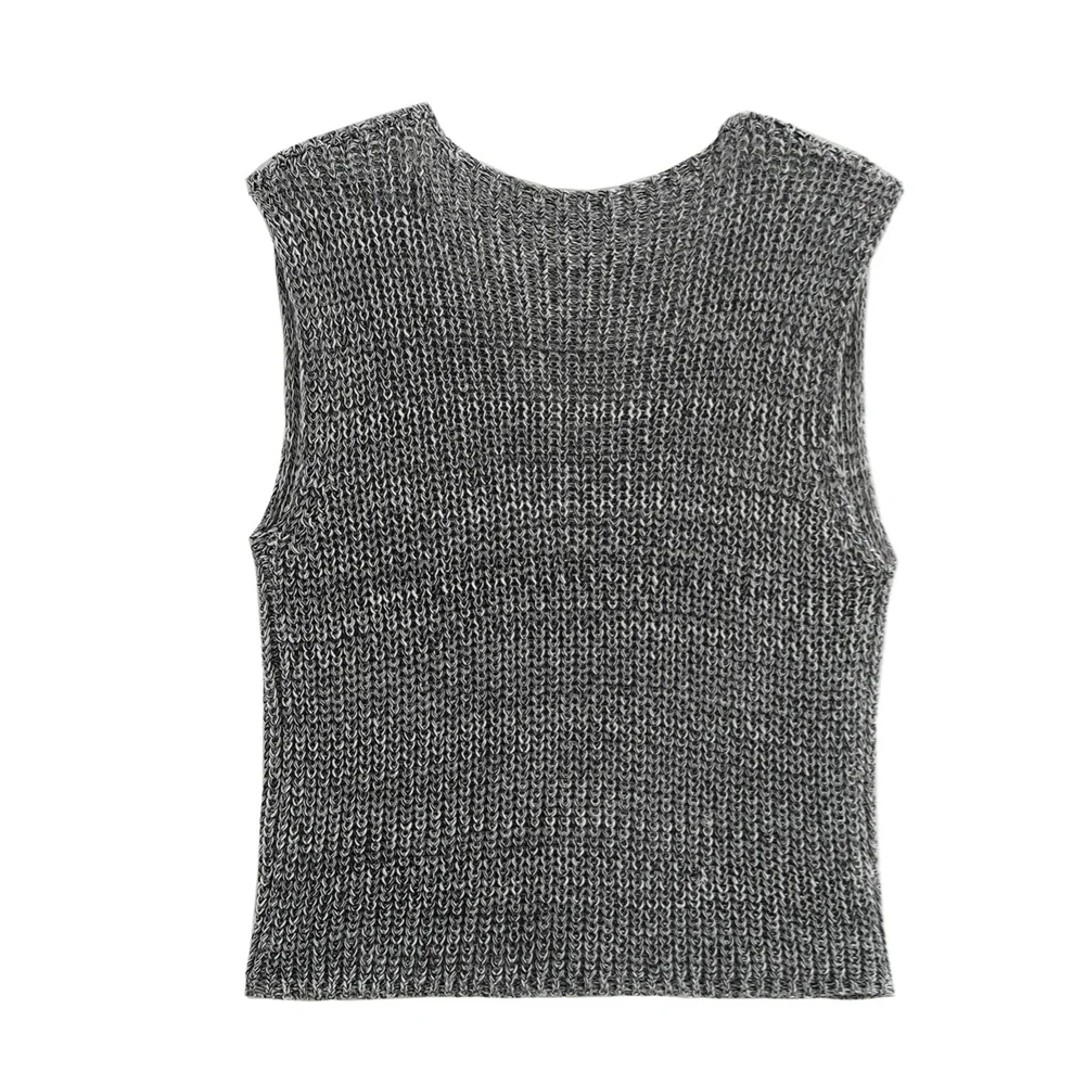 fashion temperament slim fit casual  V-neck vest short knittevd sweater.